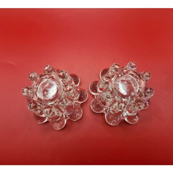 Elegance Crystal Candle Holders Set of Two, 2-Inch Scalloped Flowers Vtg in Box - Picture 4 of 8